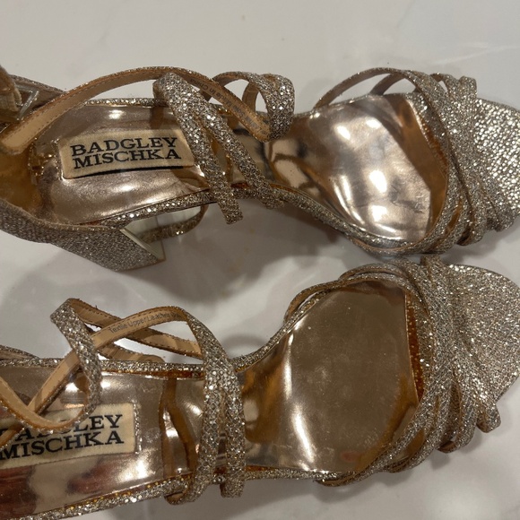 Badgley Mischka Gold Wedge Heels – Elegant & Gently Used - Picture 3 of 6